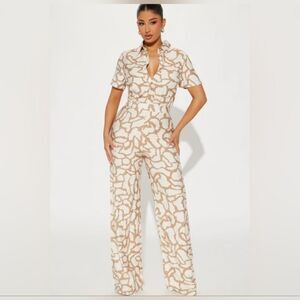 NWT FASHION NOVA Leila Jumpsuit - Taupe size S